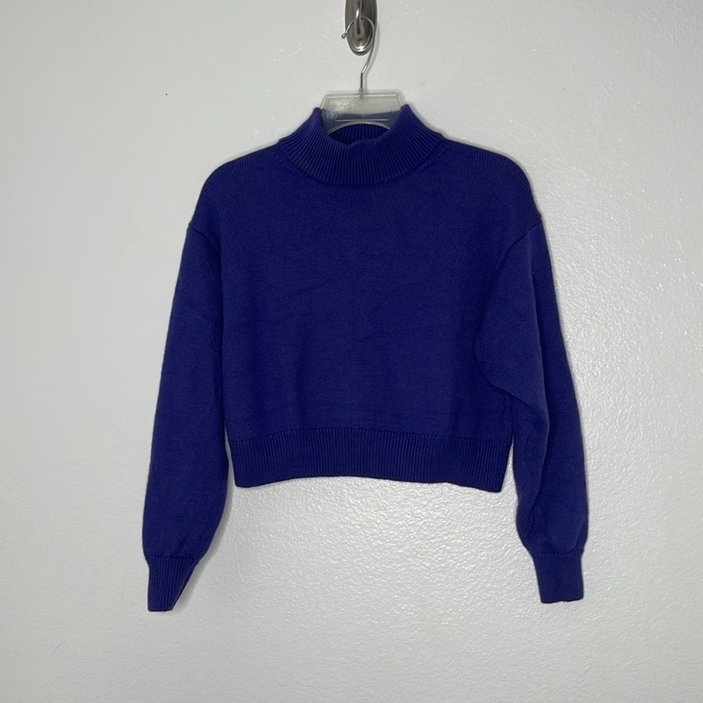 Aritzia Wilfred Free Harper Sweater Merino Wool Cropped Turtleneck Purple XS